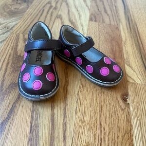 L’Amour Brown and Pink Polka Dot Toddler Girl Mary Jane’s •4•